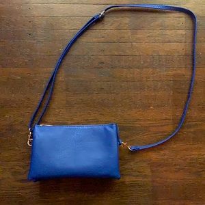 Blue cross body with adjustable straps